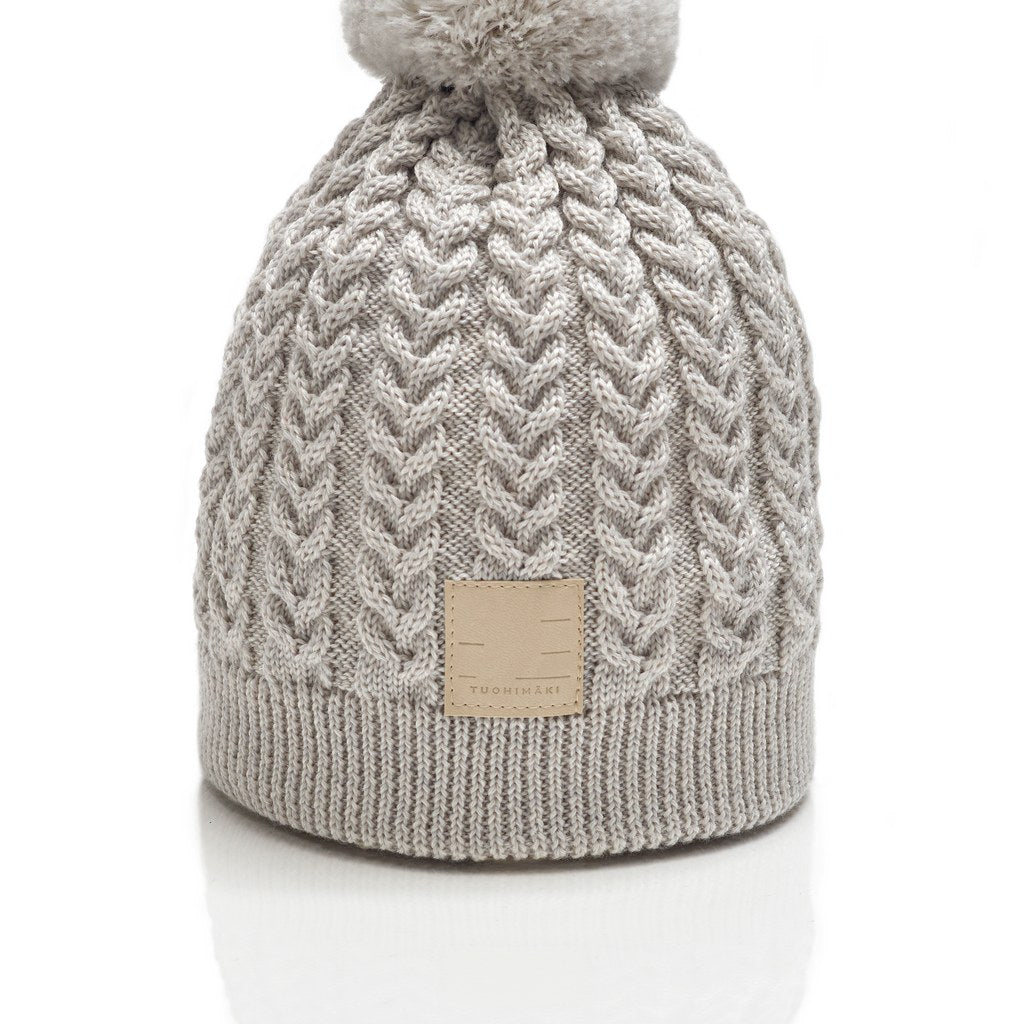 KATRI geflochtene Strickmütze aus Merinowolle mit Baumwollfutter