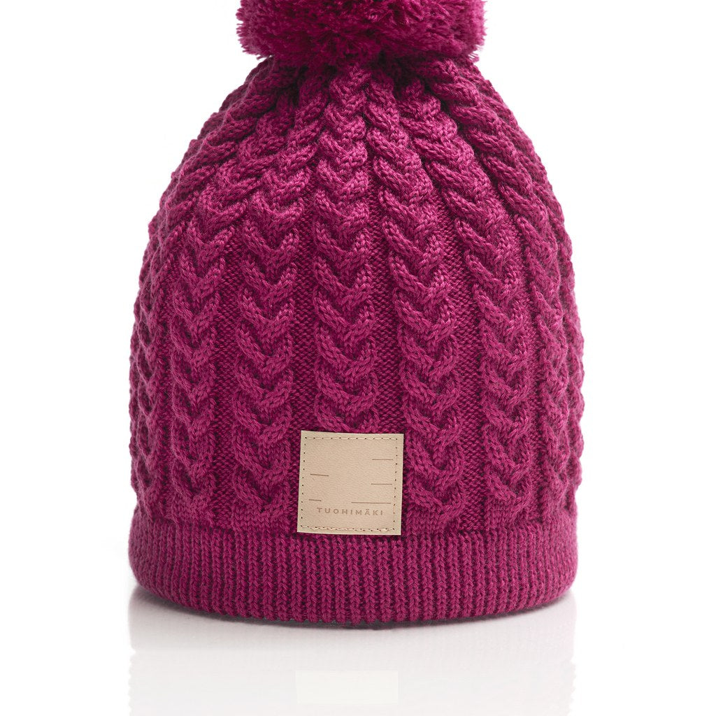 KATRI geflochtene Strickmütze aus Merinowolle mit Baumwollfutter