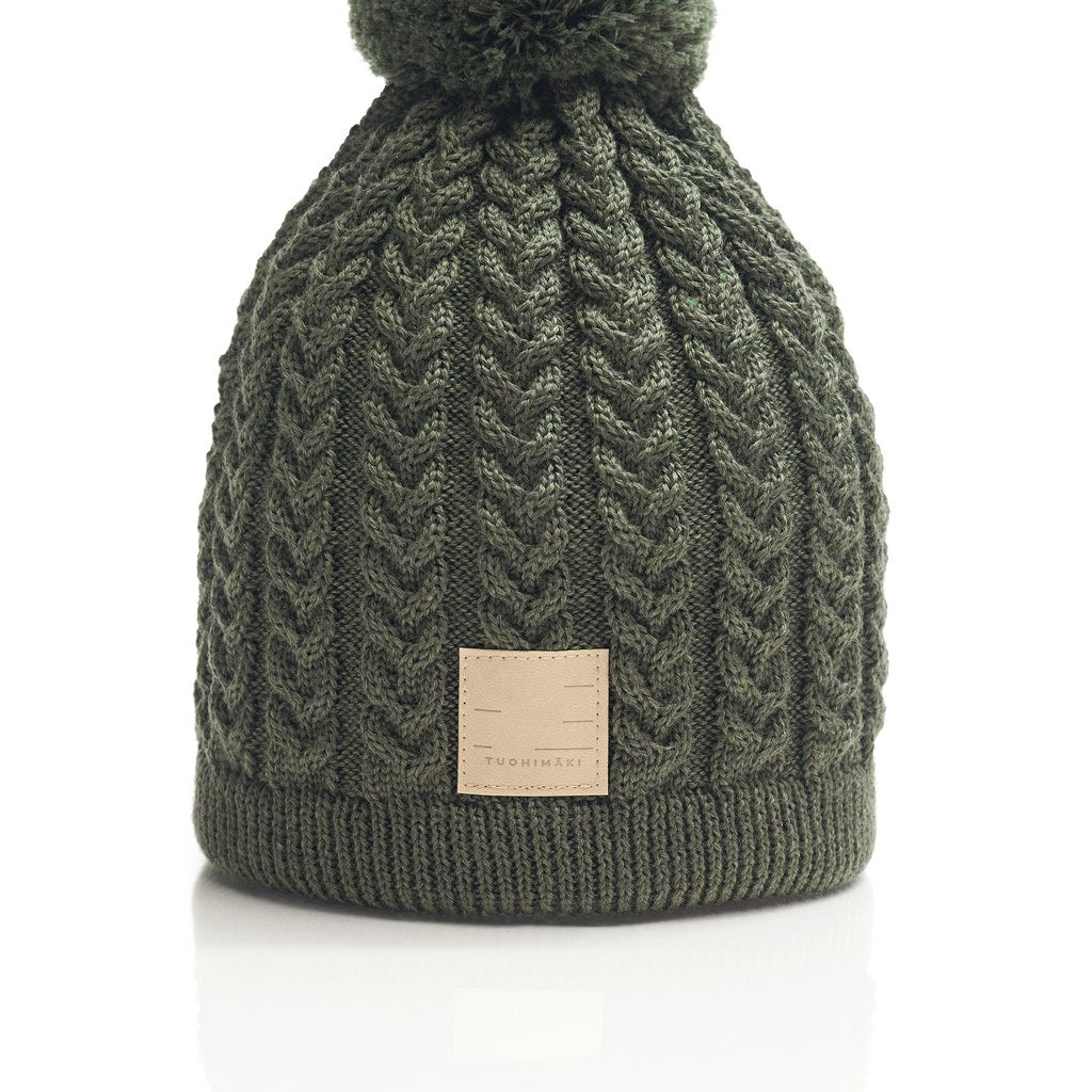 KATRI geflochtene Strickmütze aus Merinowolle mit Baumwollfutter